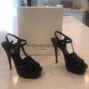 YSL Tribute Platform Sandal Black